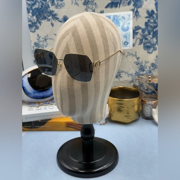 🆕 GUCCI 🧿 NWOT GG1207SA 002 Gold Rimmed Square Sunglasses, Grey Lens - Picture 3 of 16